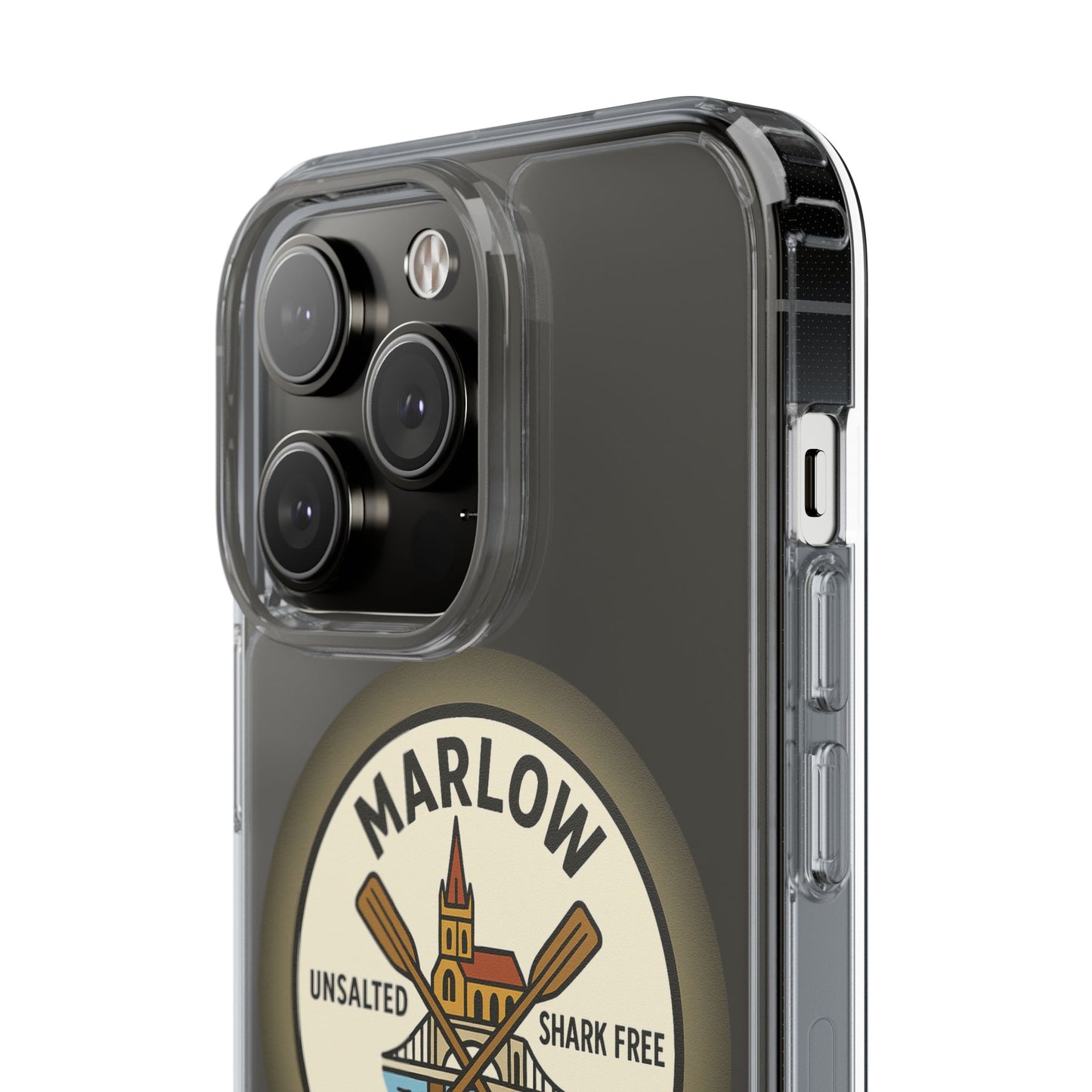 Marlow River Life Clear Phone Case - Unsalted & Shark Free Design