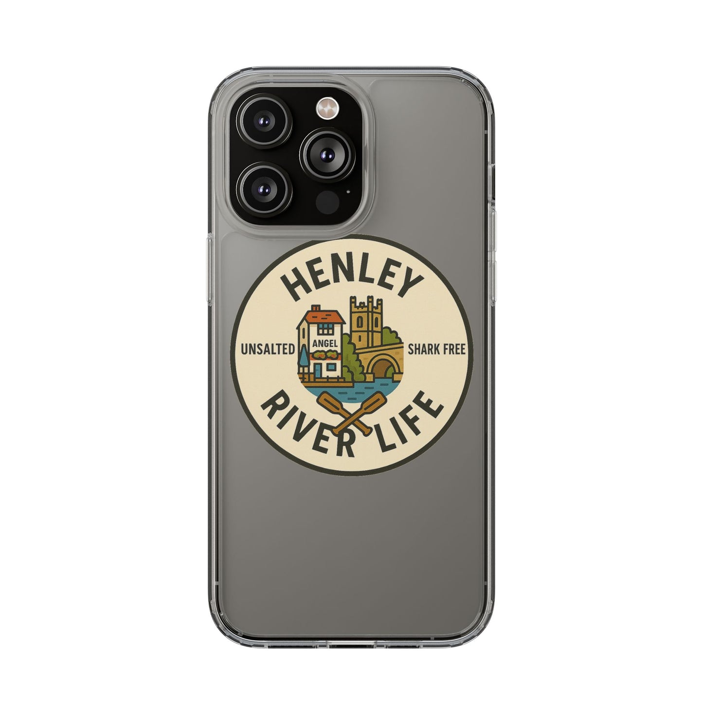 Henley River Life Clear Phone Case - Unsalted & Shark Free Design