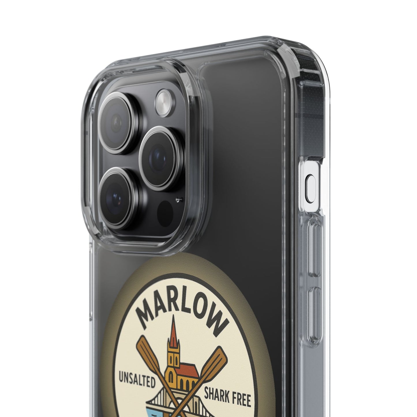 Marlow River Life Clear Phone Case - Unsalted & Shark Free Design