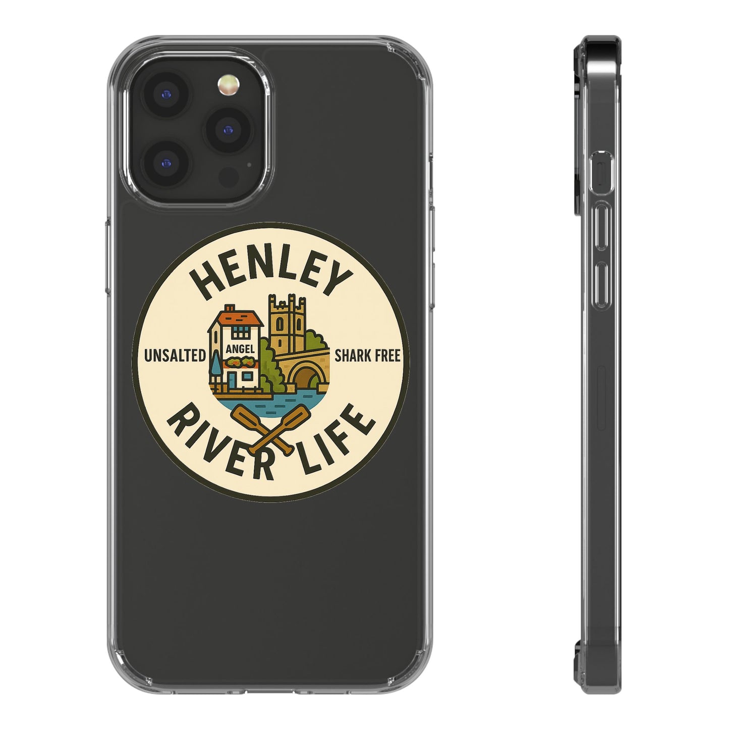 Henley River Life Clear Phone Case - Unsalted & Shark Free Design