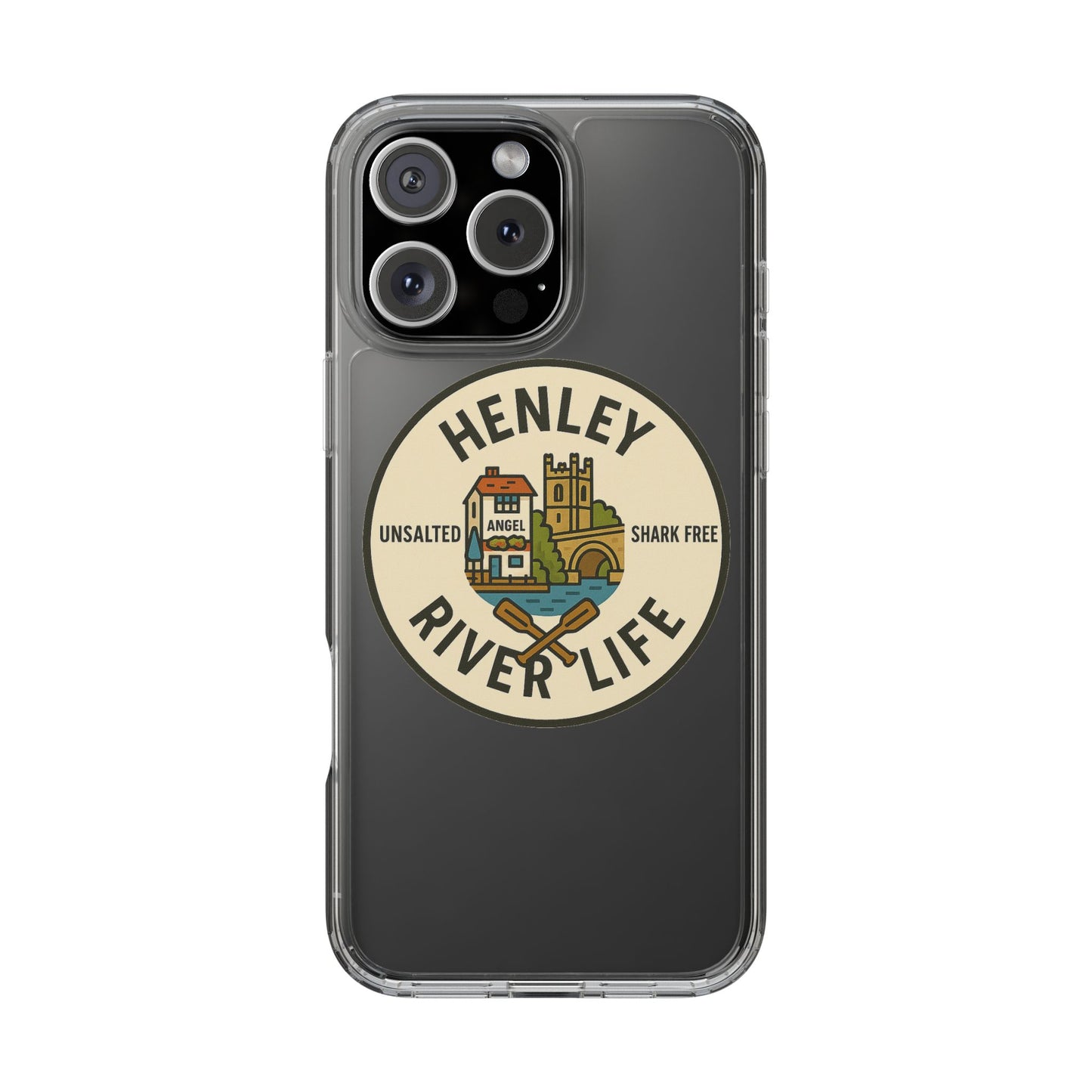 Henley River Life Clear Phone Case - Unsalted & Shark Free Design