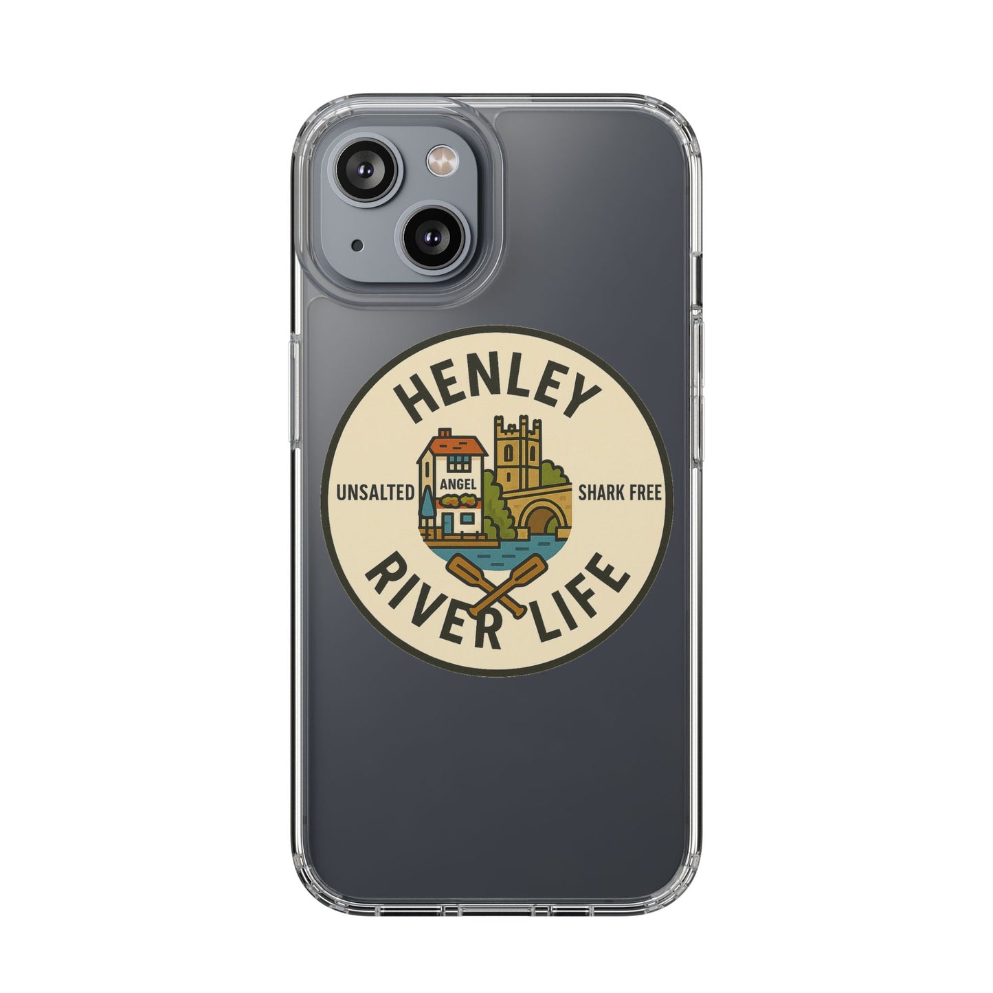 Henley River Life Clear Phone Case - Unsalted & Shark Free Design