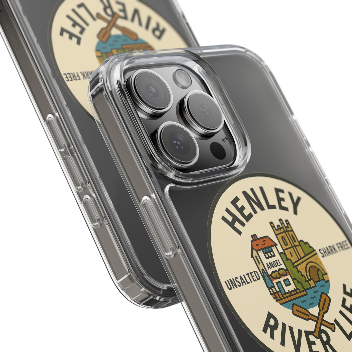 Henley River Life Clear Phone Case - Unsalted & Shark Free Design