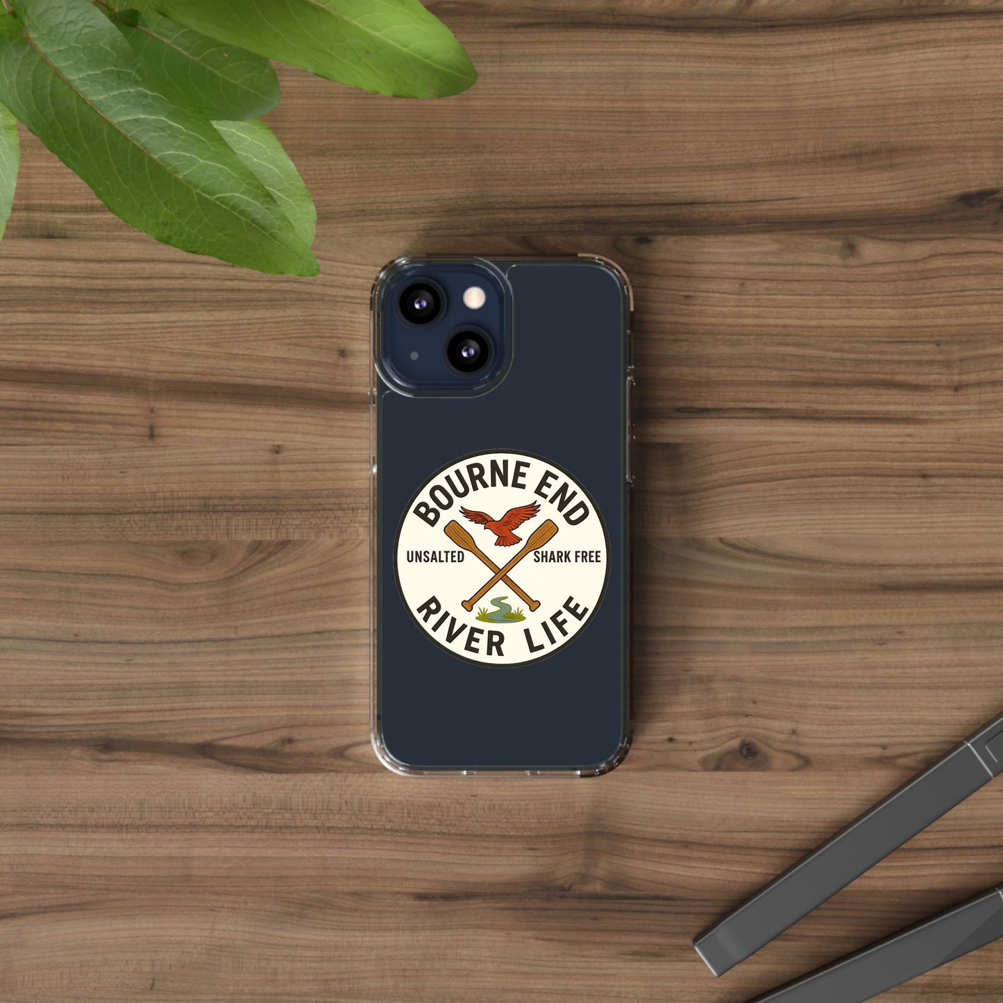 Bourne End River Life Clear Phone Case - Unsalted & Shark Free Design