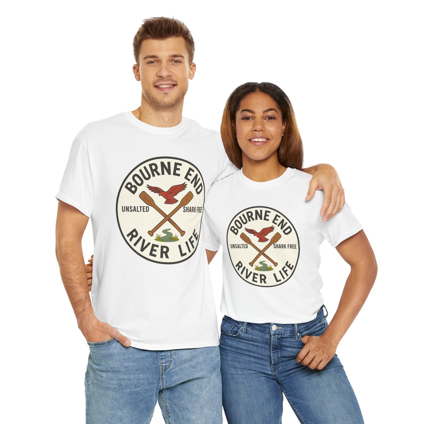 Bourne End River Life Unisex Heavy Cotton Tee - Shark Free Adventure Shirt