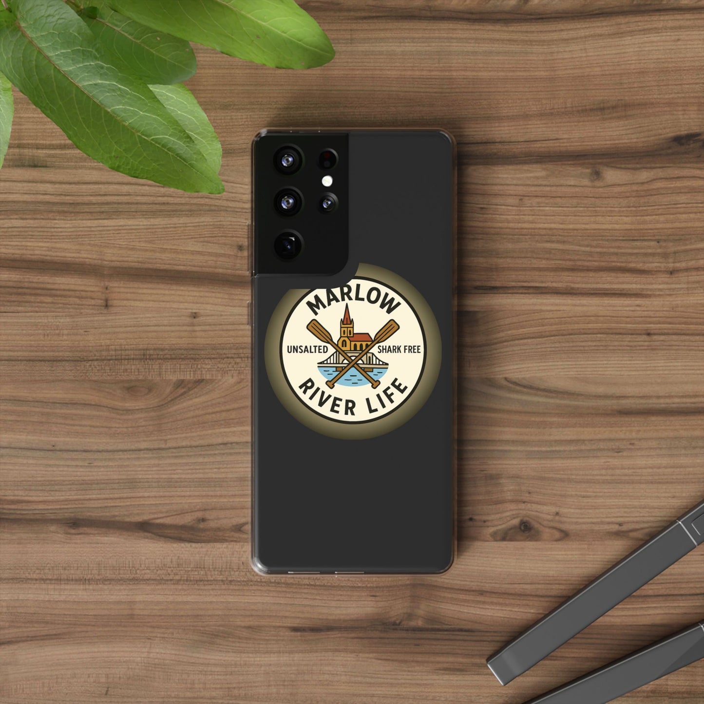 Marlow River Life Clear Phone Case - Unsalted & Shark Free Design