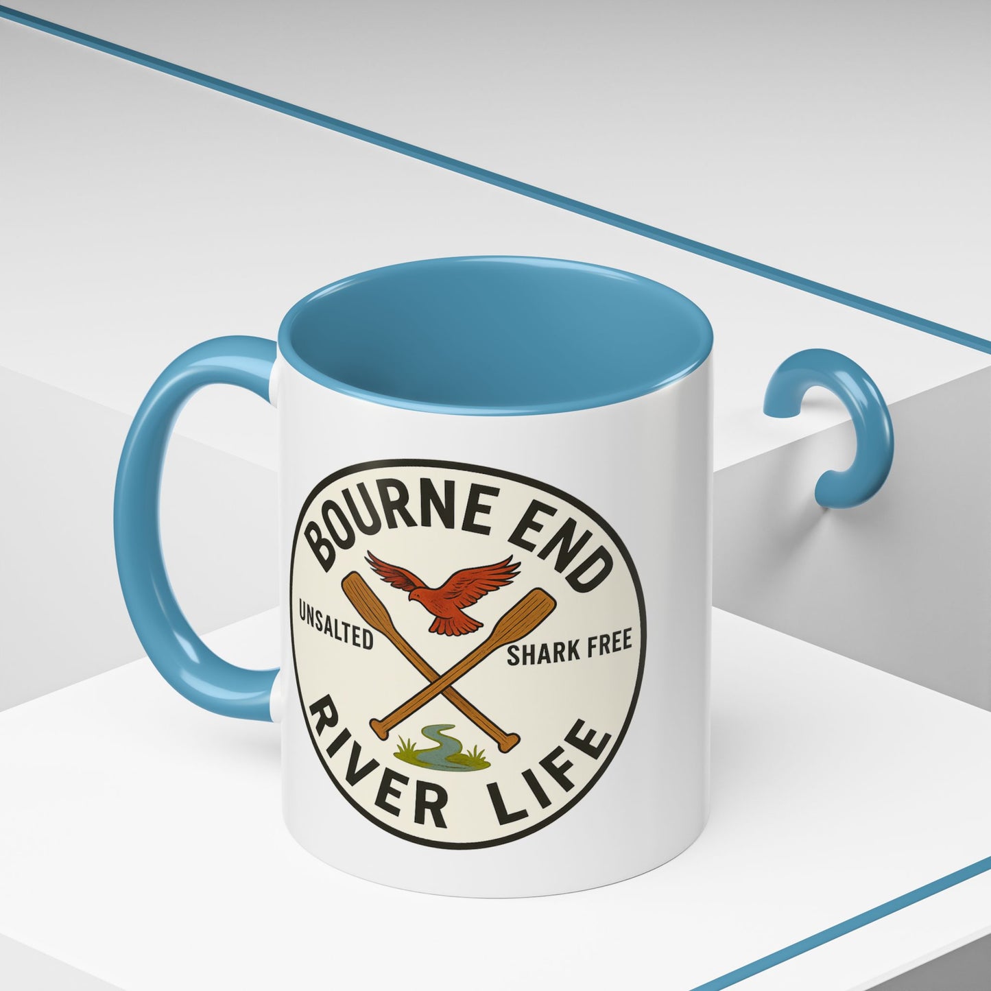 Bourne End River Life Coffee Mug - 11oz, Unsalted & Shark Free Design