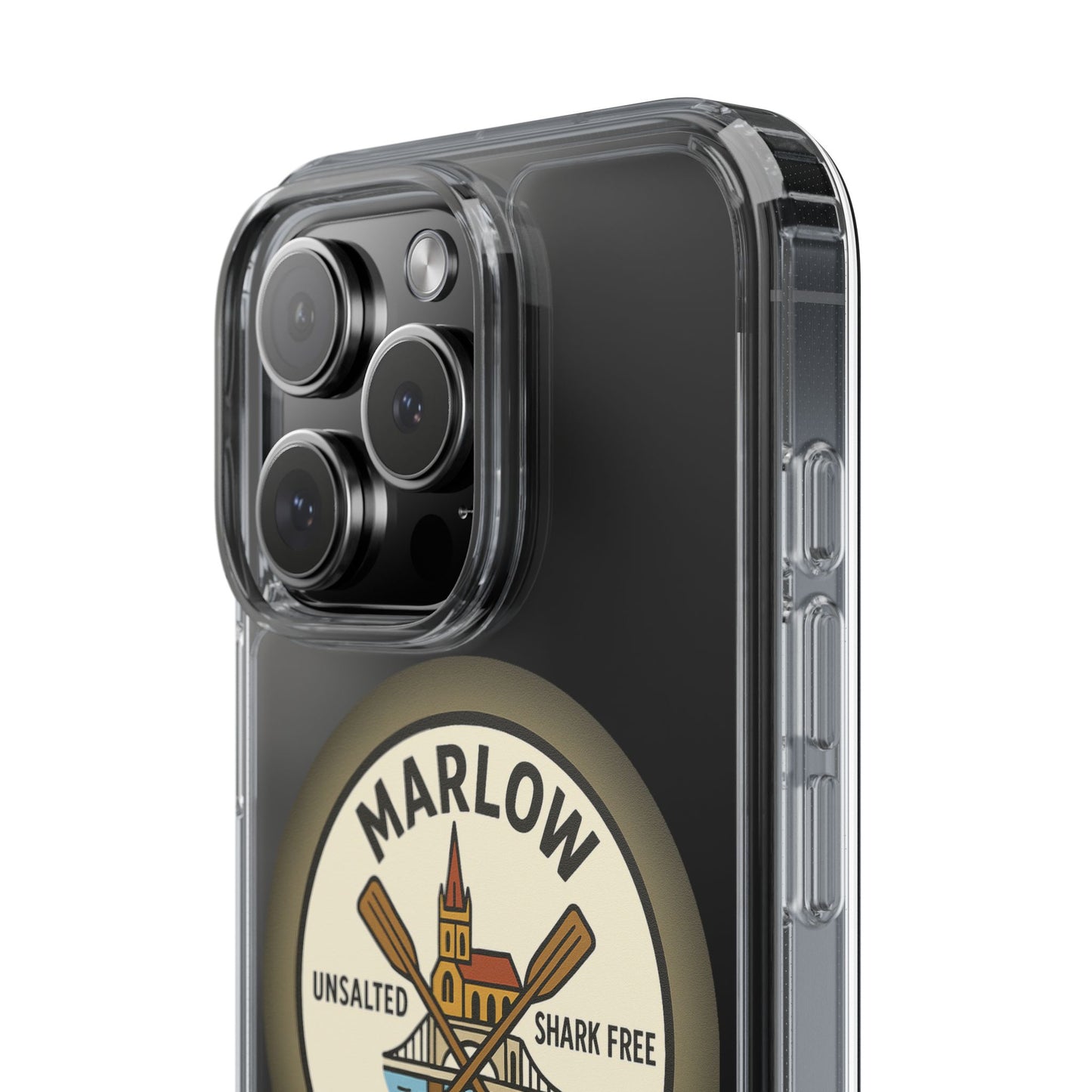 Marlow River Life Clear Phone Case - Unsalted & Shark Free Design