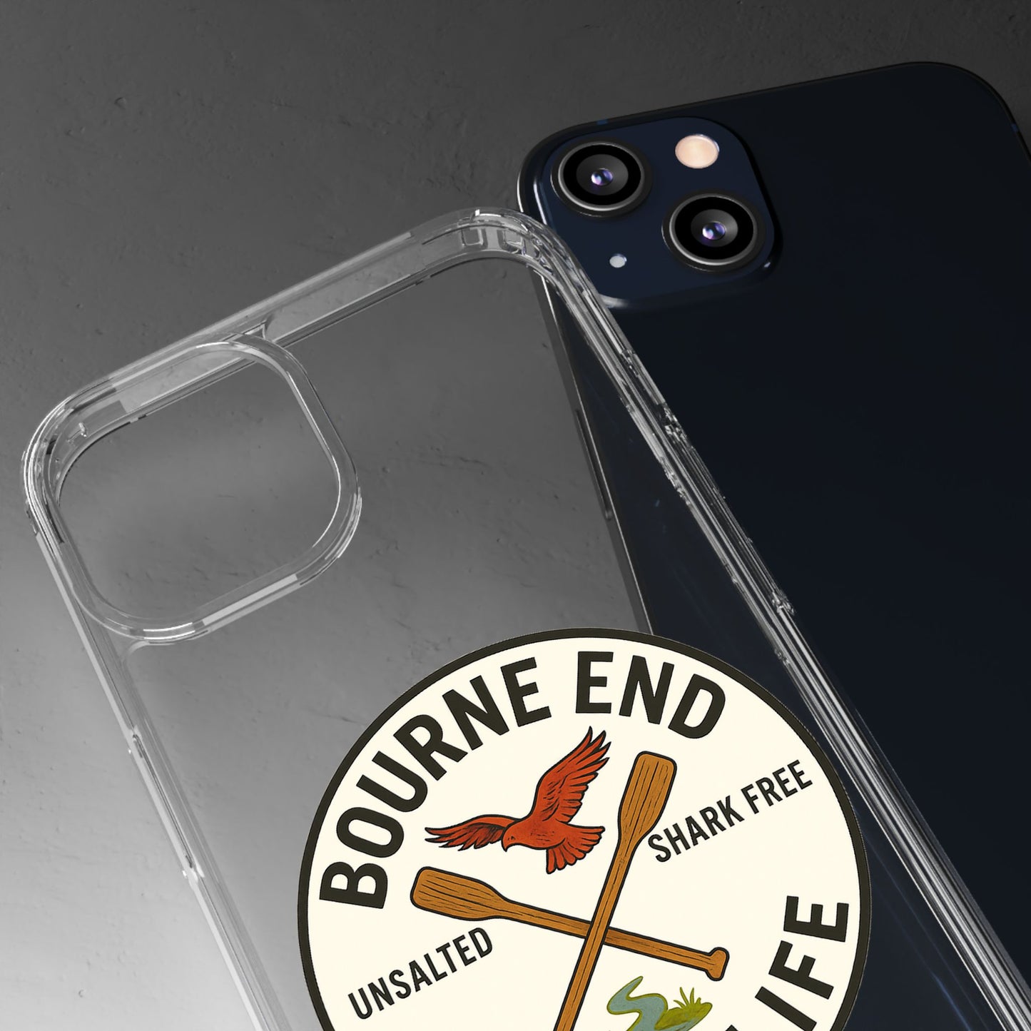 Bourne End River Life Clear Phone Case - Unsalted & Shark Free Design