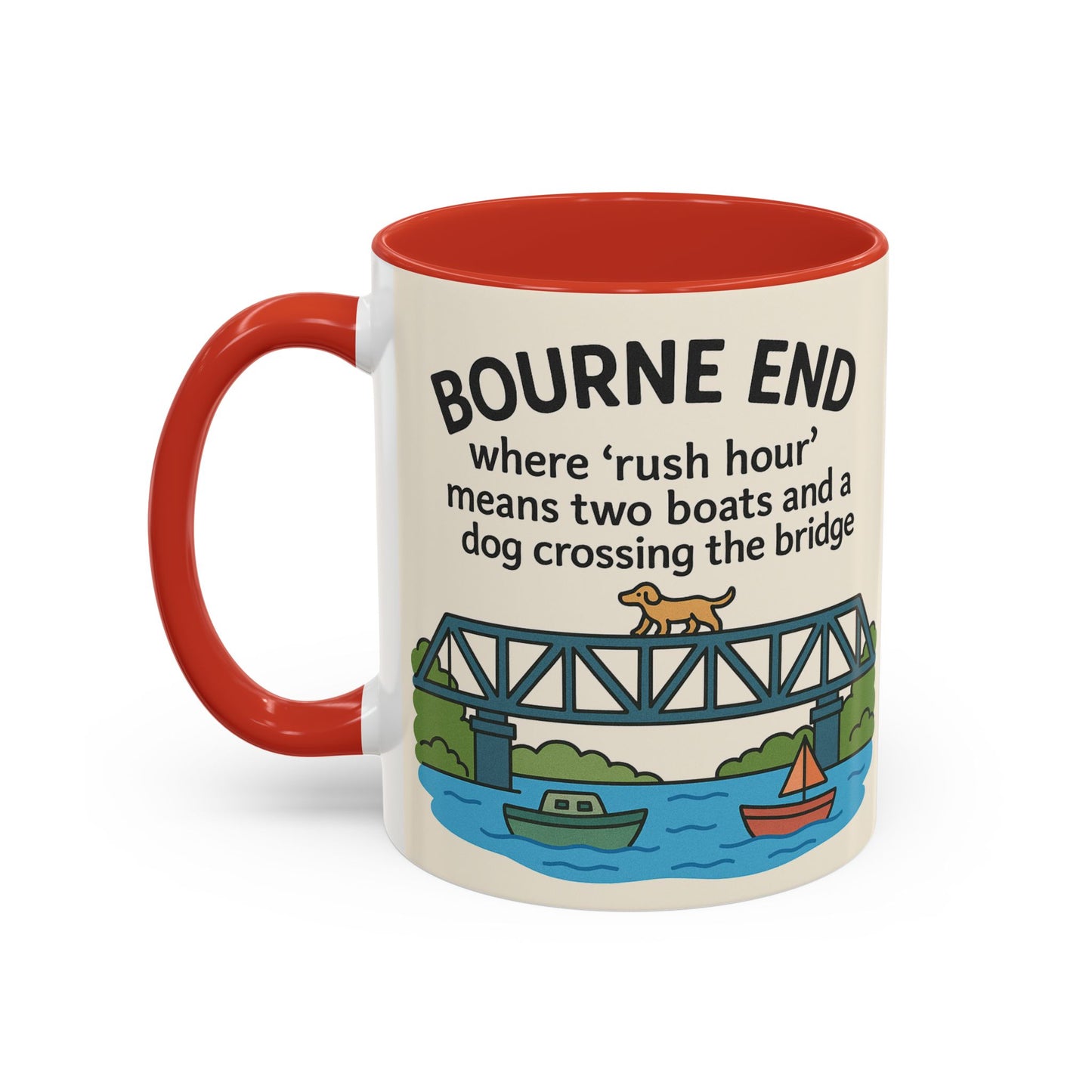 Bourne End Mug. Dogs and Boats