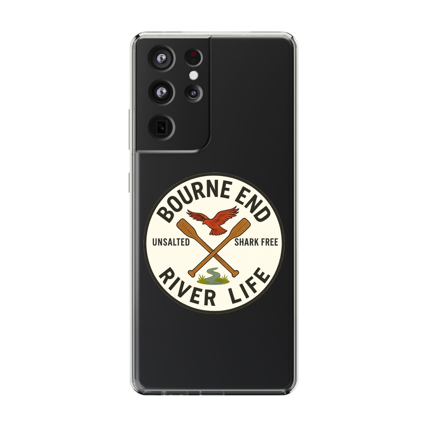 Bourne End River Life Clear Phone Case - Unsalted & Shark Free Design