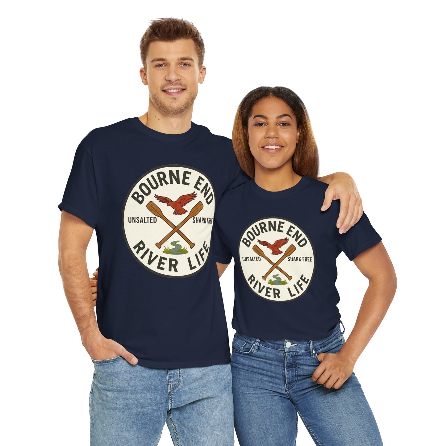 Bourne End River Life Unisex Heavy Cotton Tee - Shark Free Adventure Shirt