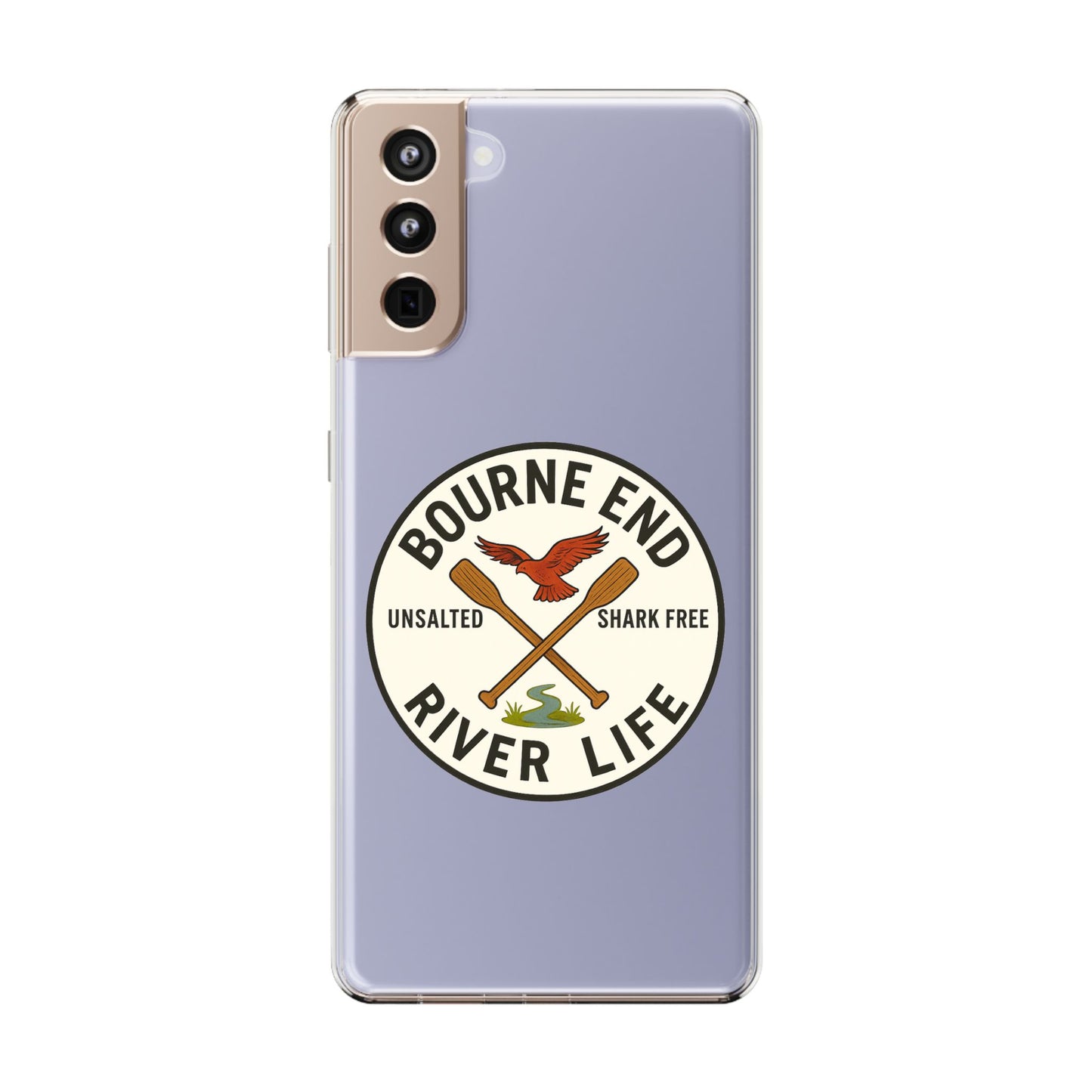 Bourne End River Life Clear Phone Case - Unsalted & Shark Free Design