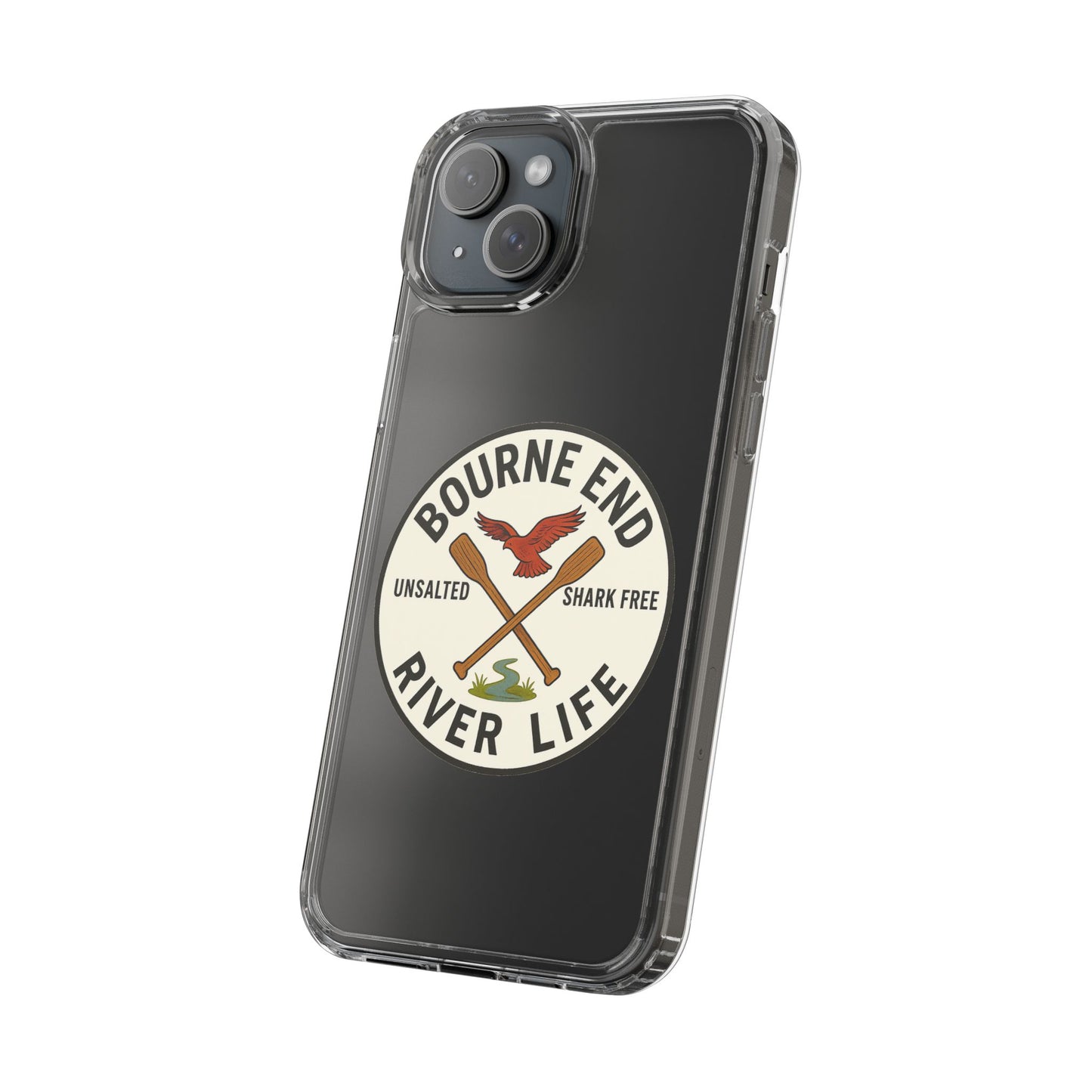 Bourne End River Life Clear Phone Case - Unsalted & Shark Free Design
