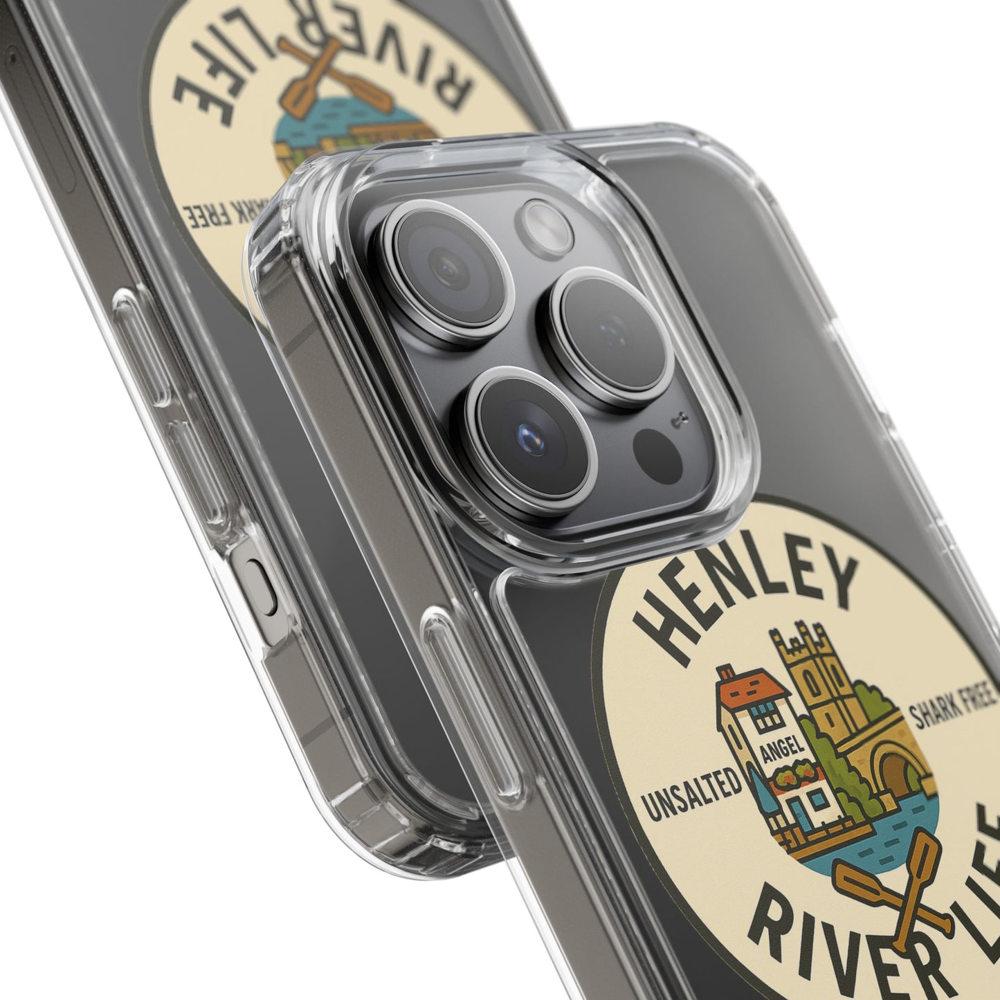 Henley River Life Clear Phone Case - Unsalted & Shark Free Design