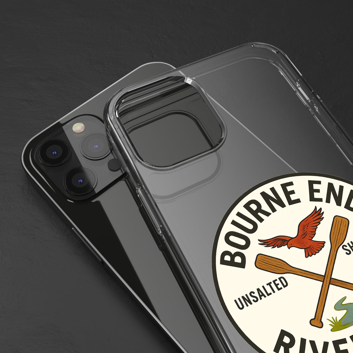 Bourne End River Life Clear Phone Case - Unsalted & Shark Free Design