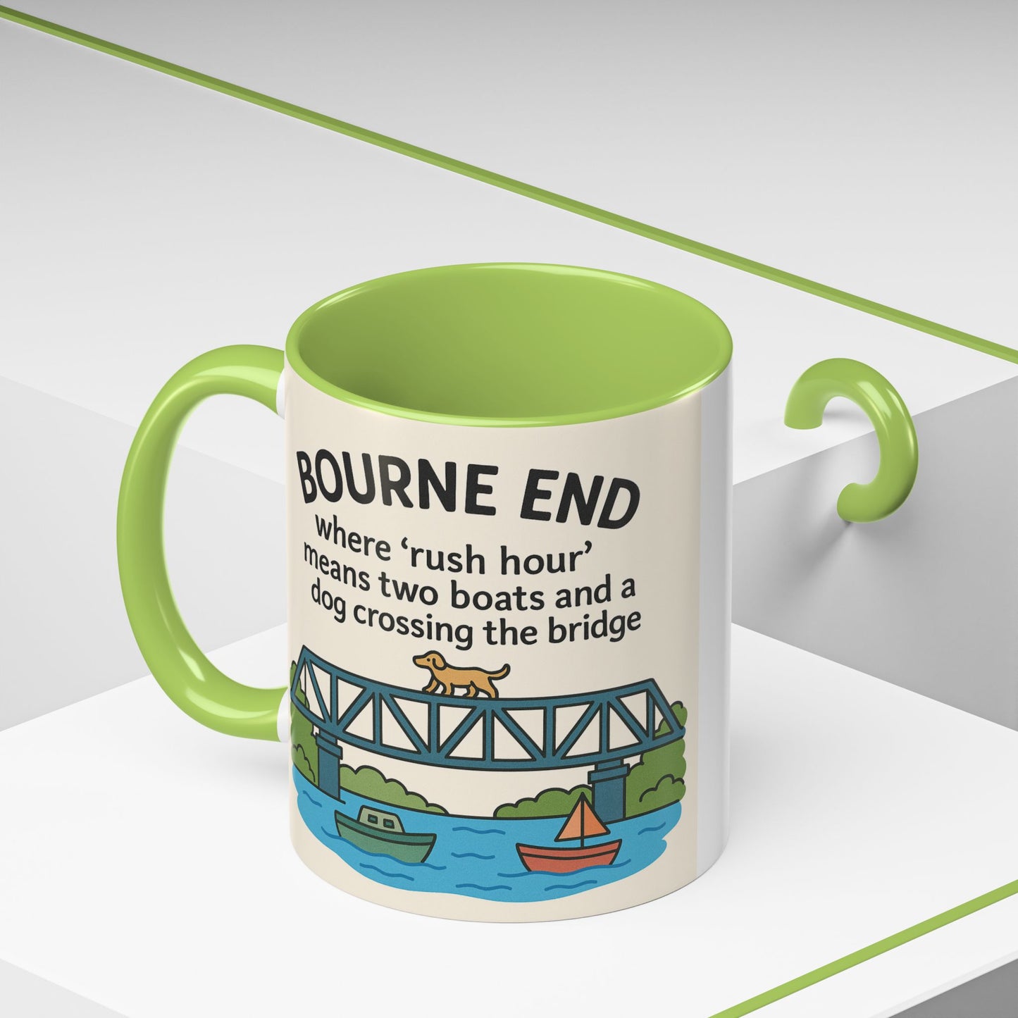Bourne End Mug. Dogs and Boats