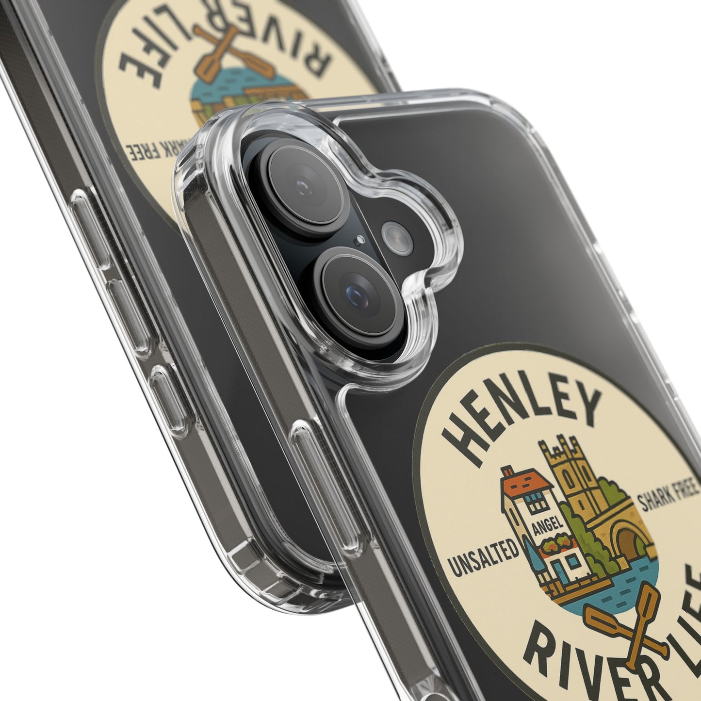 Henley River Life Clear Phone Case - Unsalted & Shark Free Design