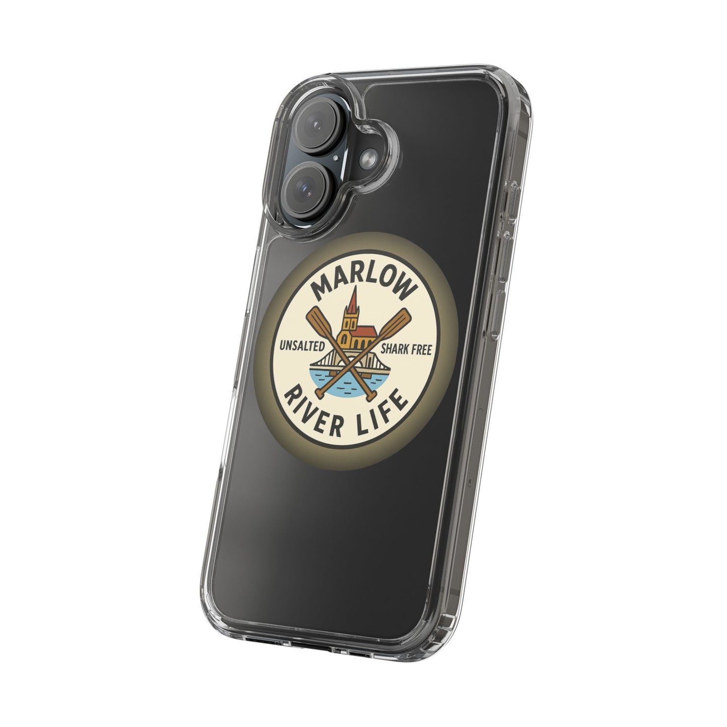 Marlow River Life Clear Phone Case - Unsalted & Shark Free Design