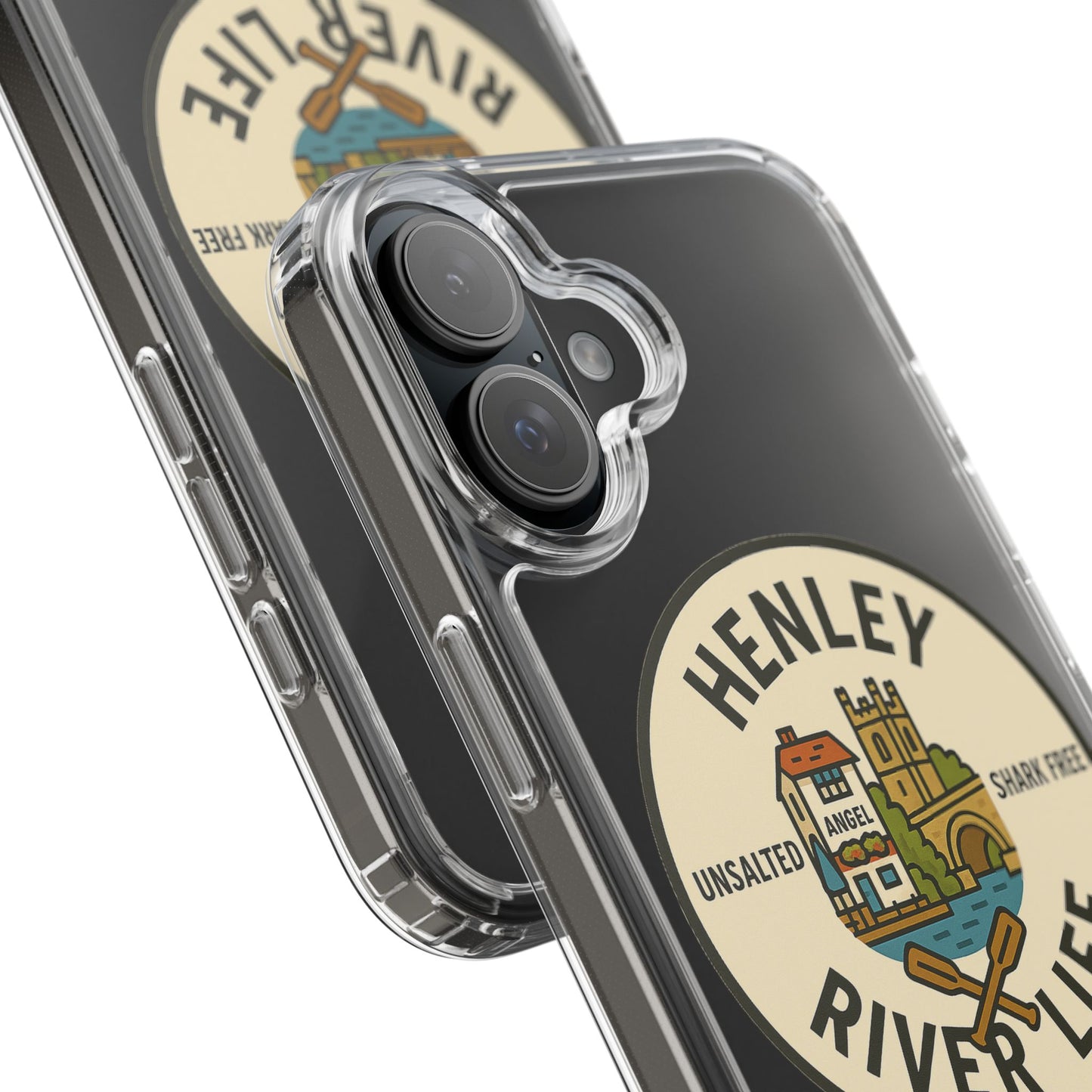 Henley River Life Clear Phone Case - Unsalted & Shark Free Design