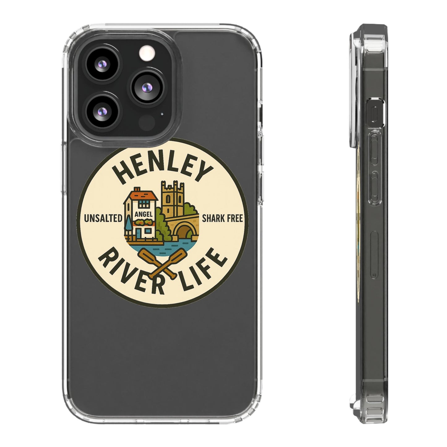 Henley River Life Clear Phone Case - Unsalted & Shark Free Design