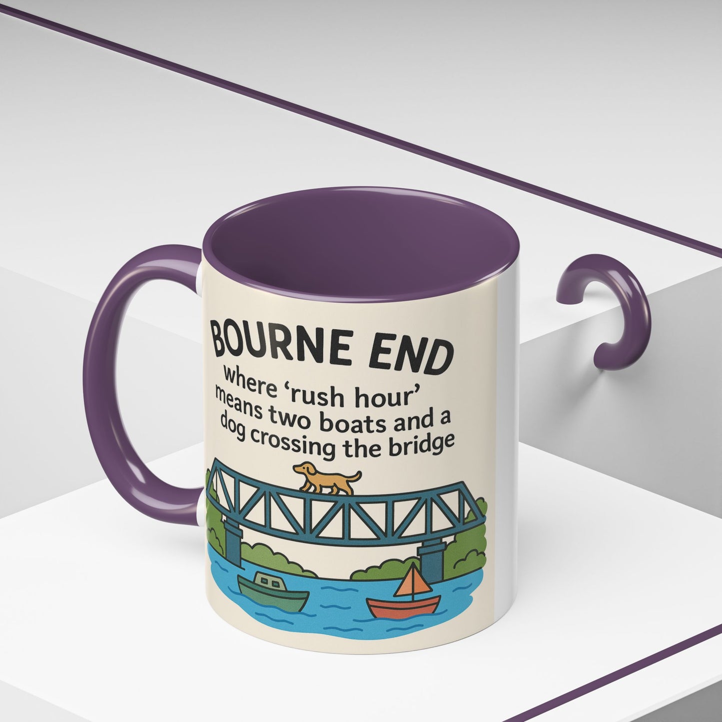 Bourne End Mug. Dogs and Boats