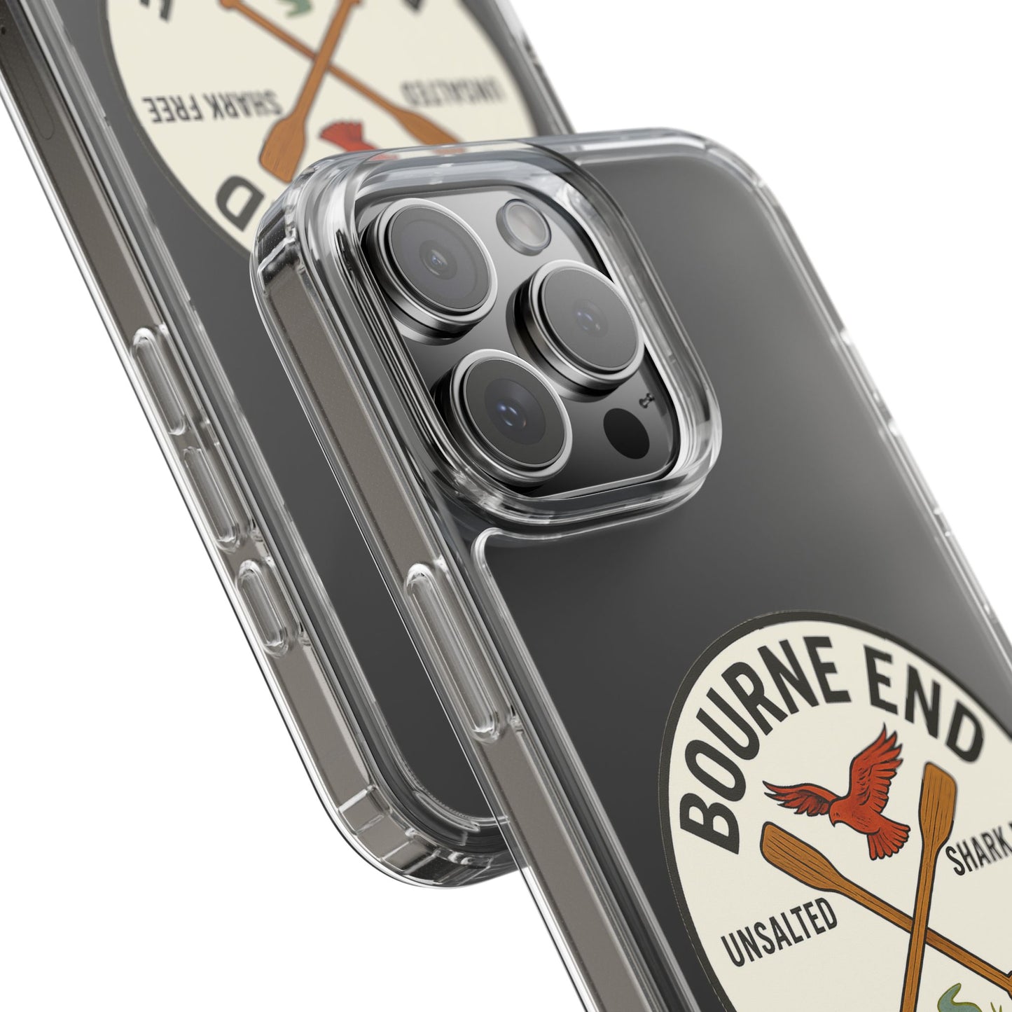 Bourne End River Life Clear Phone Case - Unsalted & Shark Free Design