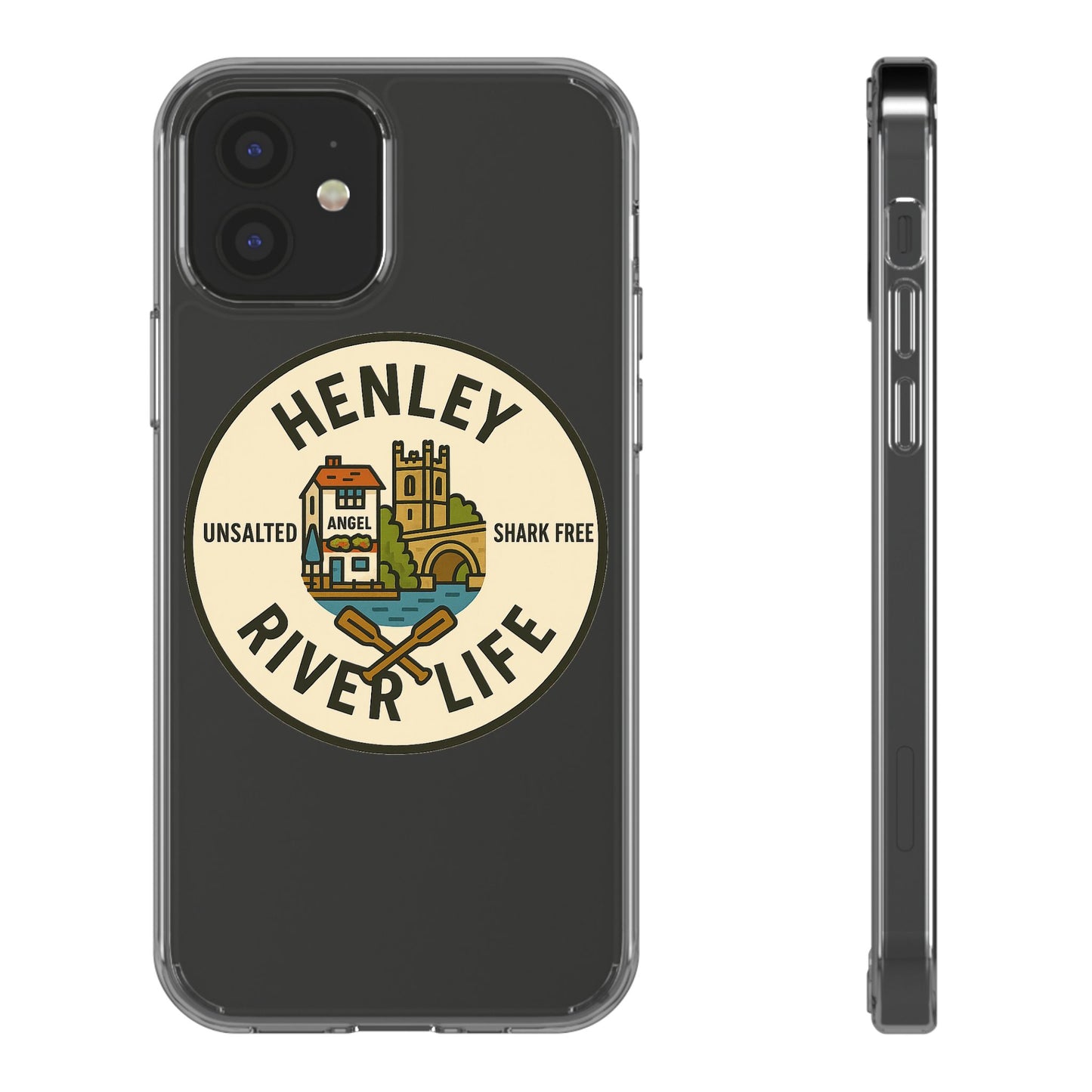 Henley River Life Clear Phone Case - Unsalted & Shark Free Design
