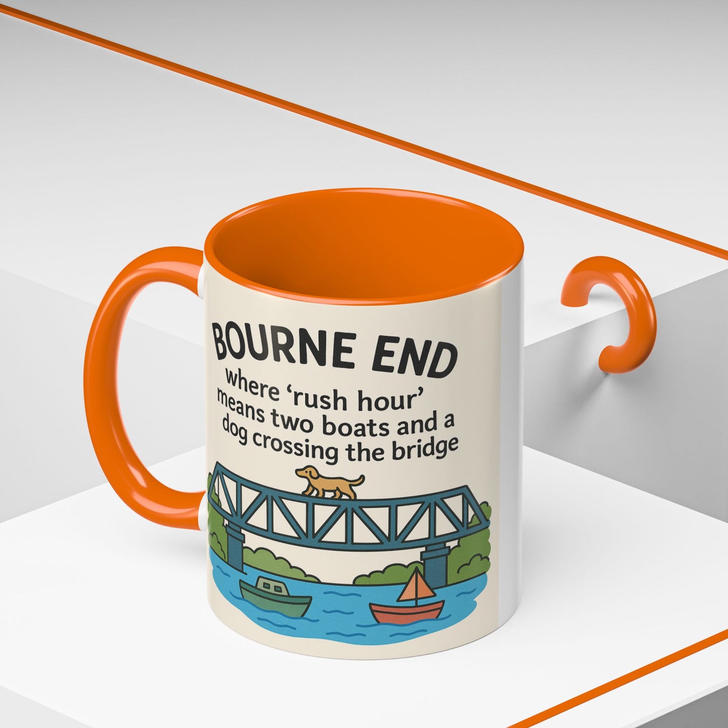 Bourne End Mug. Dogs and Boats