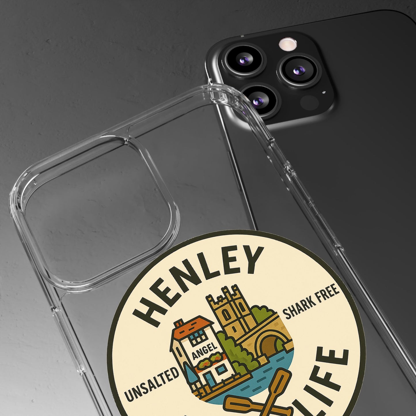 Henley River Life Clear Phone Case - Unsalted & Shark Free Design