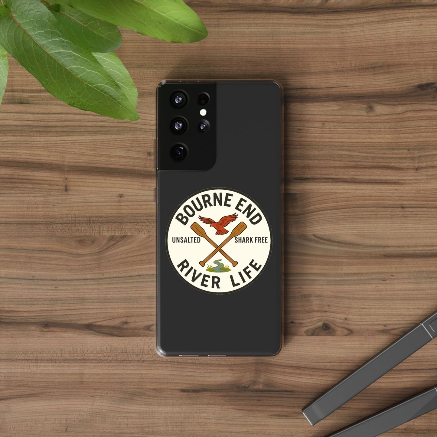Bourne End River Life Clear Phone Case - Unsalted & Shark Free Design