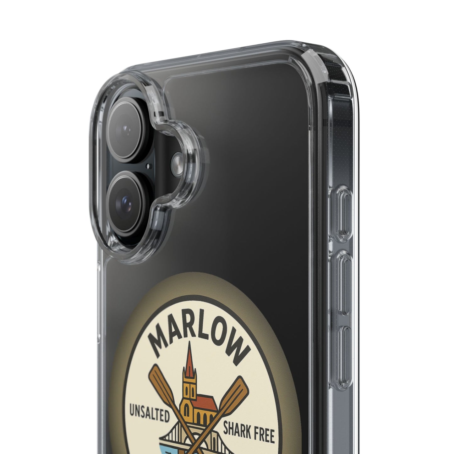 Marlow River Life Clear Phone Case - Unsalted & Shark Free Design