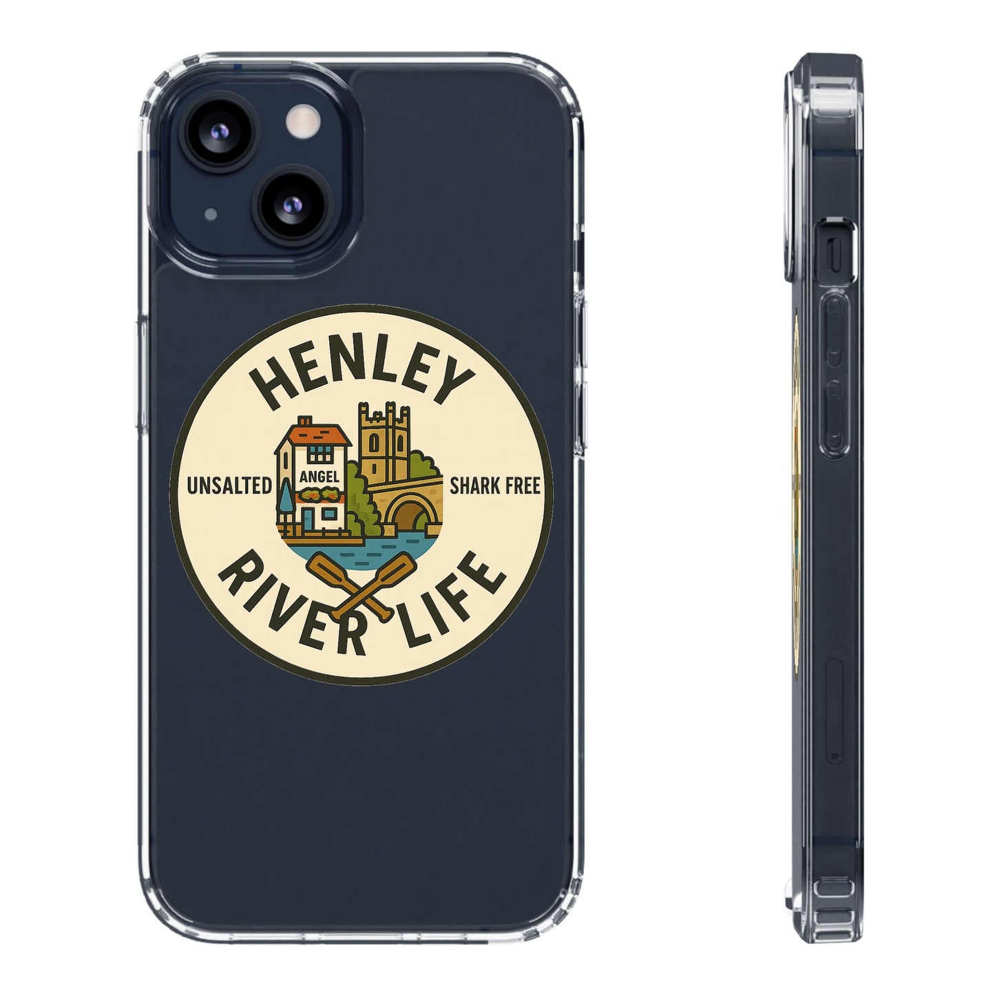 Henley River Life Clear Phone Case - Unsalted & Shark Free Design