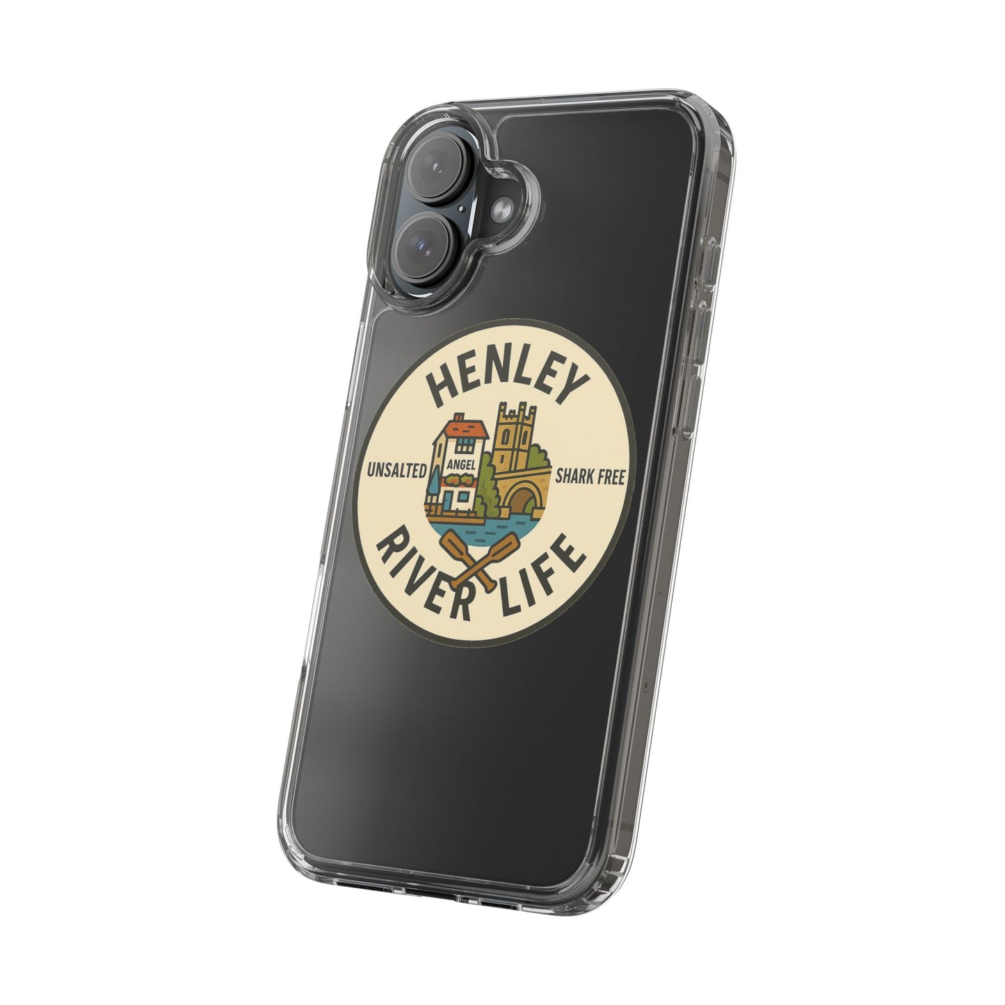 Henley River Life Clear Phone Case - Unsalted & Shark Free Design