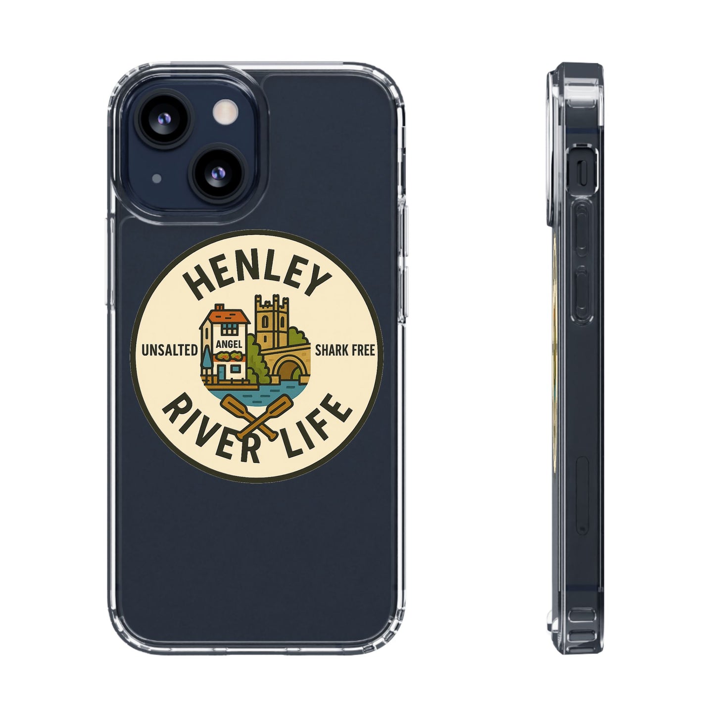Henley River Life Clear Phone Case - Unsalted & Shark Free Design