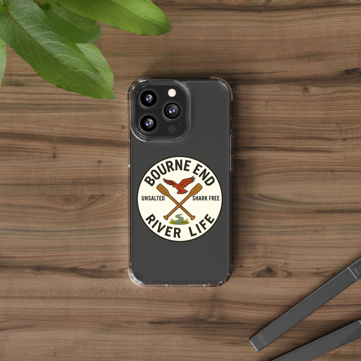 Bourne End River Life Clear Phone Case - Unsalted & Shark Free Design