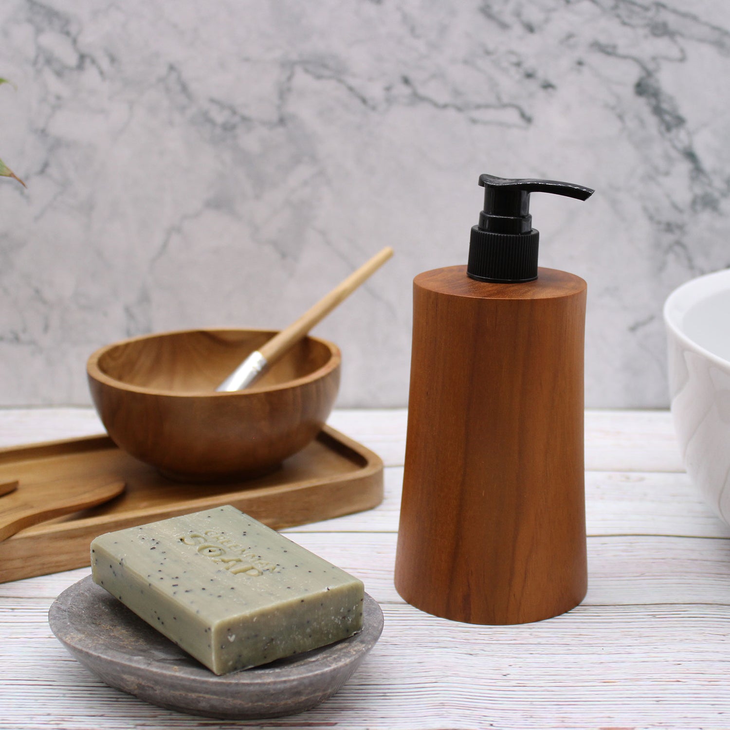 Teakwood Soap Dispensers from Java