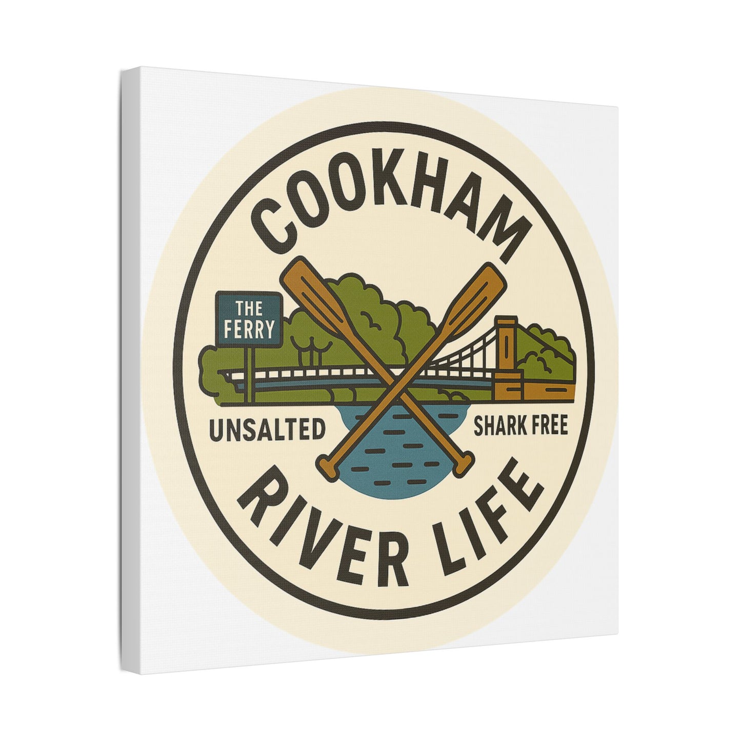 Satin Canvas Wall Art - Cookham River Life with Bridge and Ferry