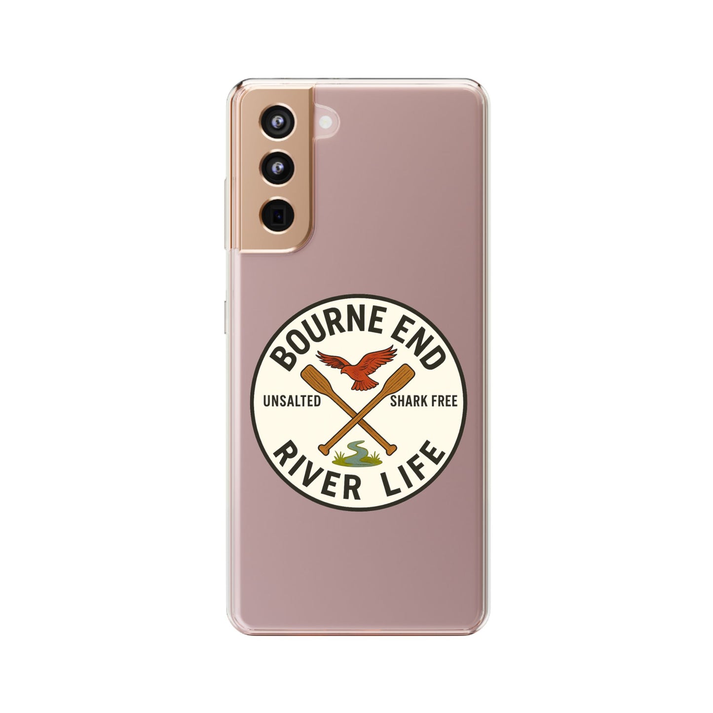 Bourne End River Life Clear Phone Case - Unsalted & Shark Free Design