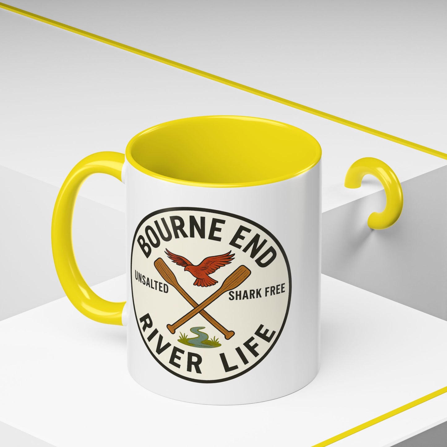 Bourne End River Life Coffee Mug - 11oz, Unsalted & Shark Free Design