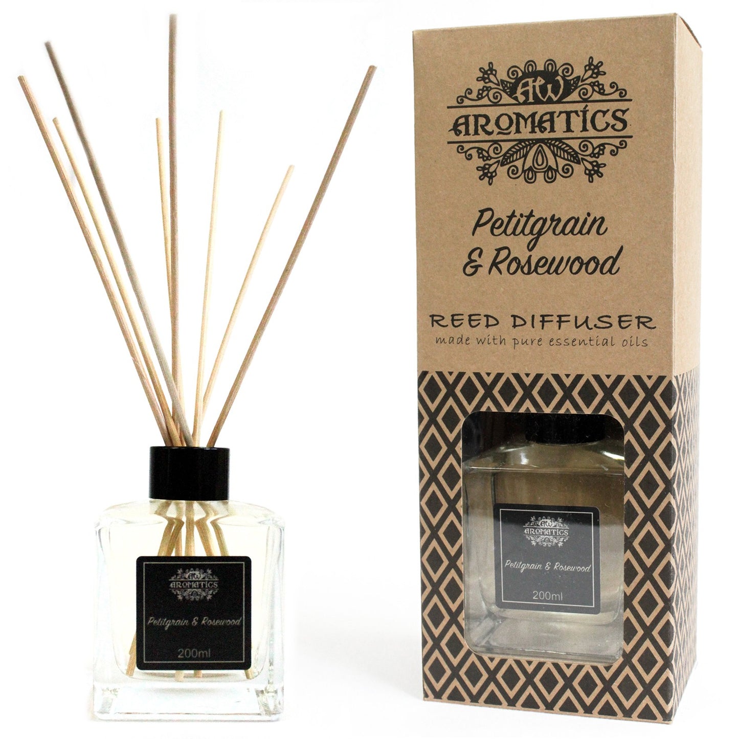 Low stock. 200ml Petitgrain & Rosewood Essential Oil Reed Diffuser