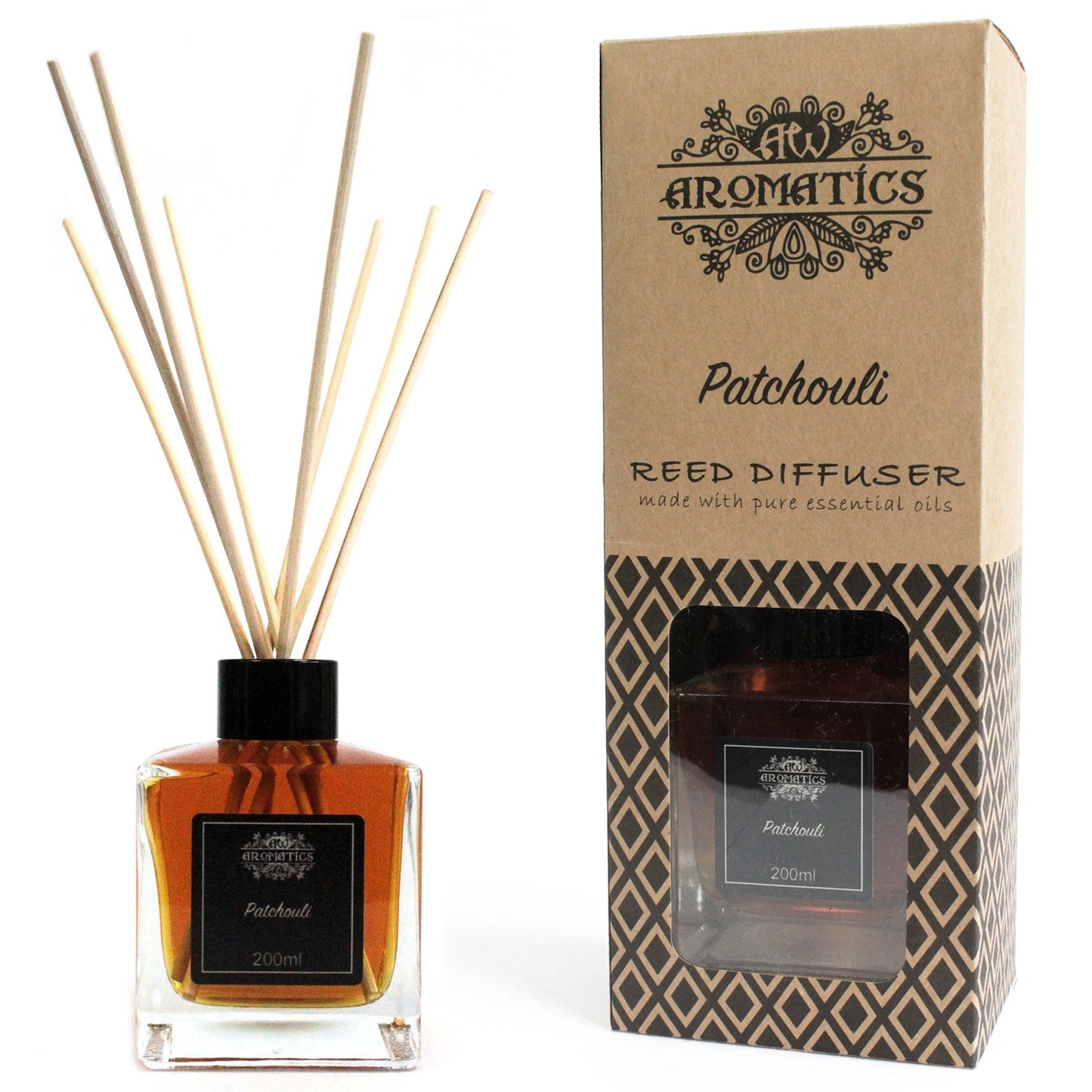 Low stock. 200ml Patchouli Essential Oil Reed Diffuser