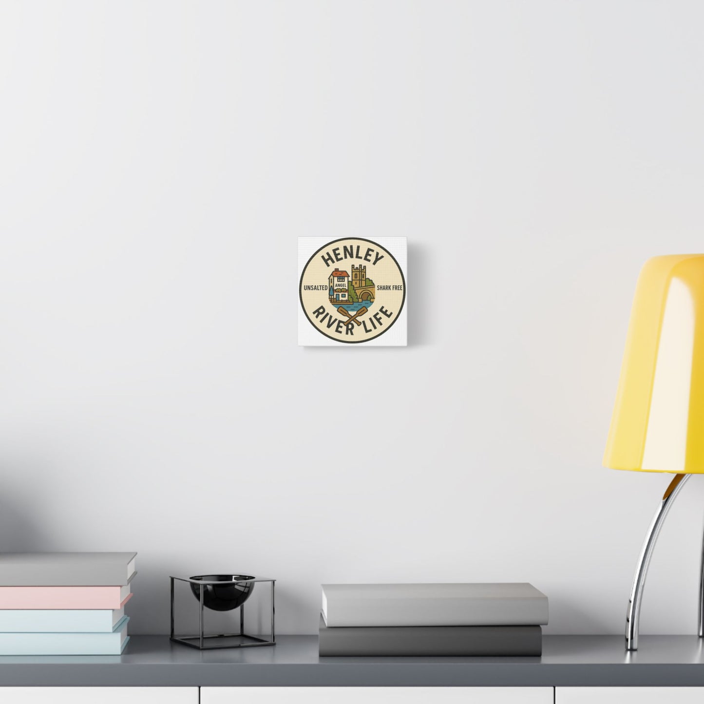 Satin Canvas Wall Art - Henley River Life with Bridge, Angel and church