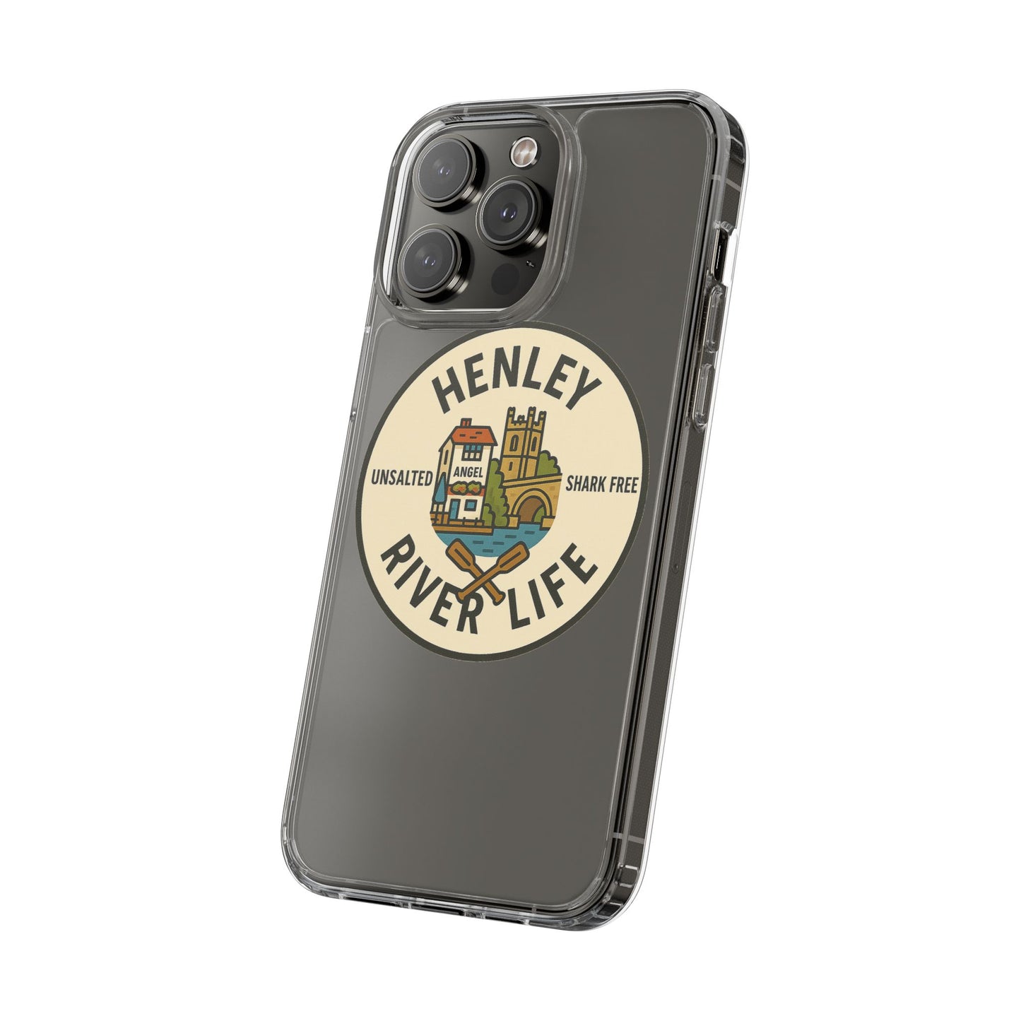 Henley River Life Clear Phone Case - Unsalted & Shark Free Design