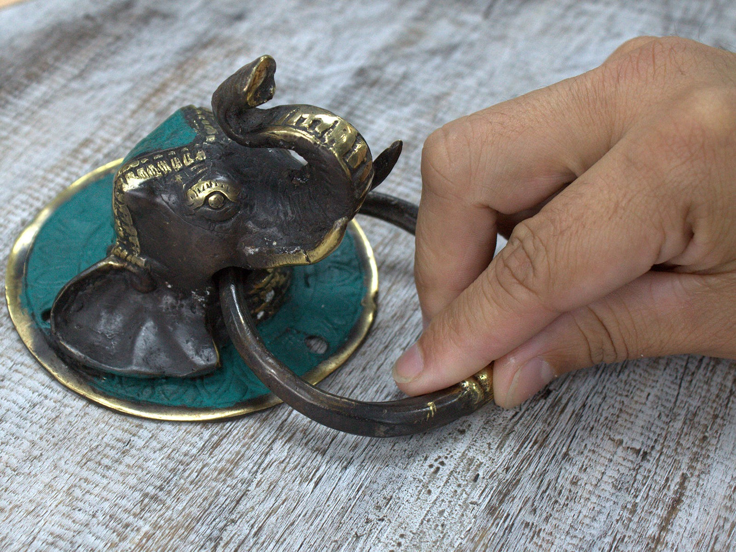 Out of Stock. Brass Door Knocker - Elephants Head