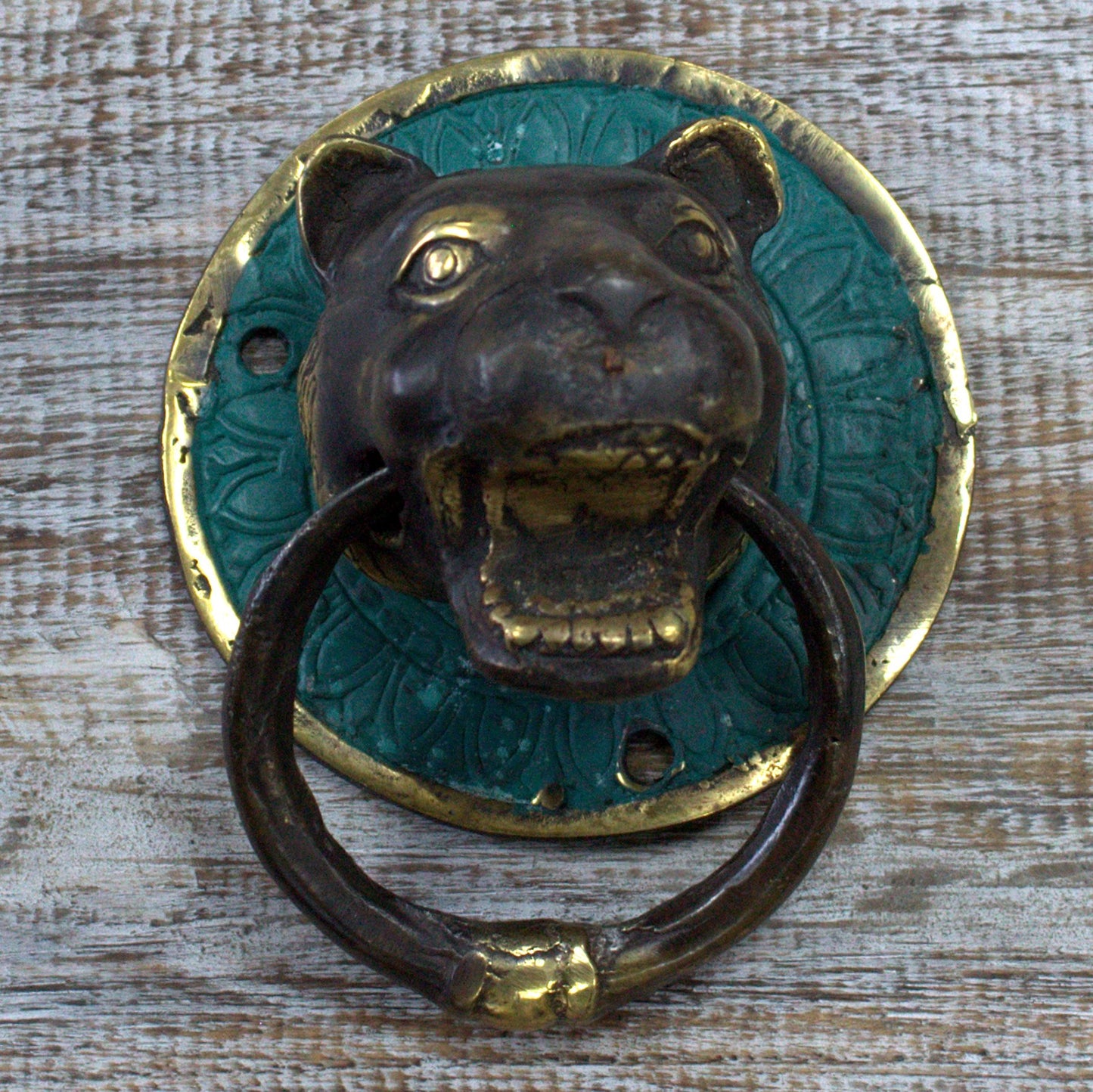 Low Stock - Brass Door Knocker - Tiger Head