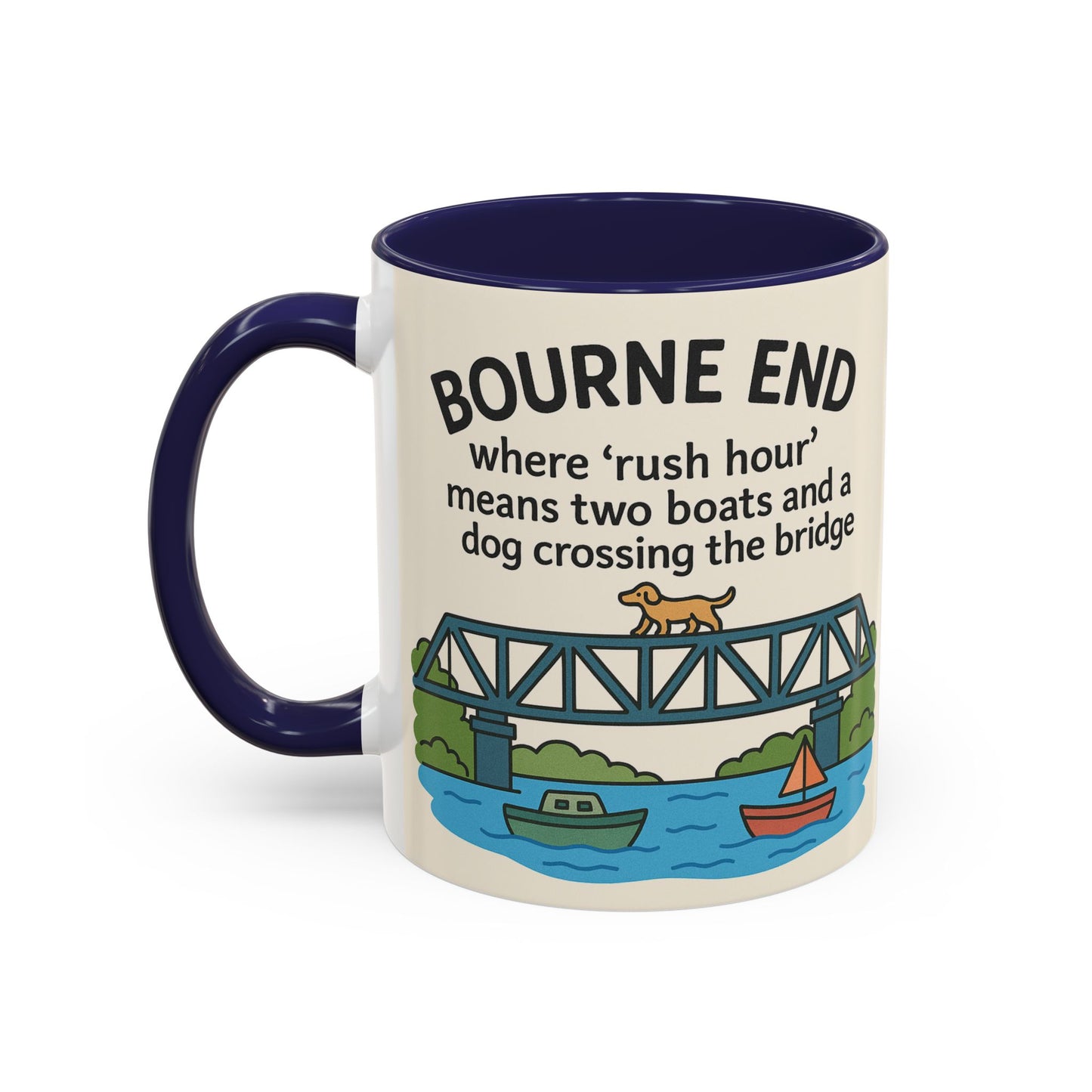 Bourne End Mug. Dogs and Boats