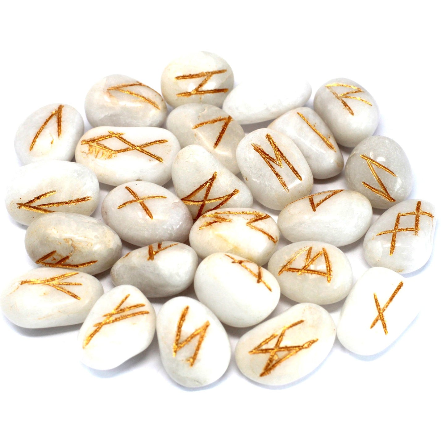 Out of Stock. Runes Stone Set in Pouch - White Agate