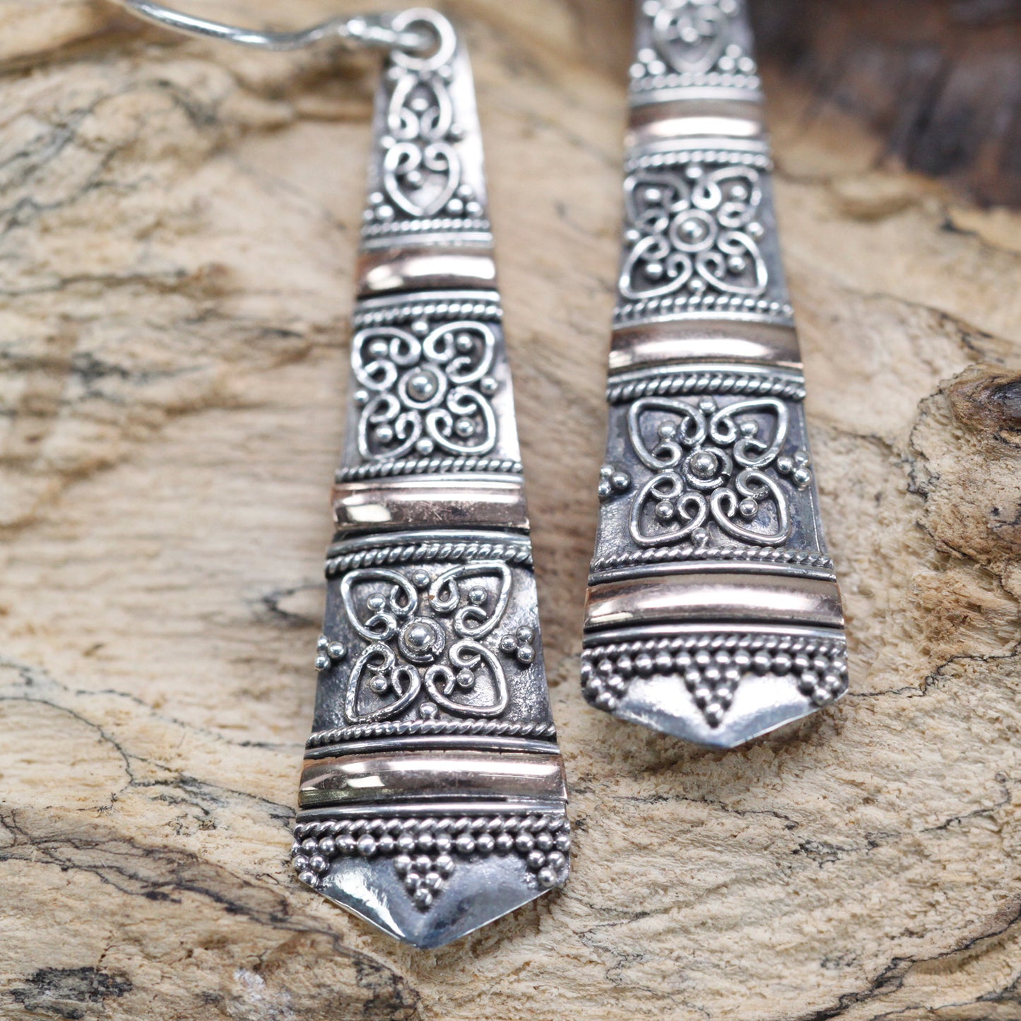 Silver & Gold Earring - Tribal Drops