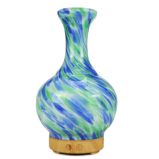 Low Stock Aroma Atomiser - Glass Vase Blue and Green UK Plug